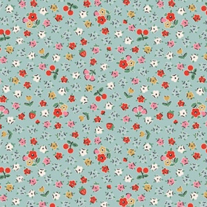 Home Sweet Home, Bitty Blossoms, Blue, by Elea Lutz, Poppie Cotton, 100% Cotton Quilting Fabric