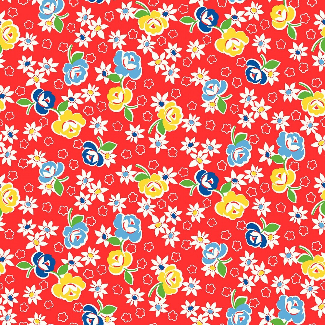 SUGARCUBE ROSES RED Feed Sack Print by Whistler Studios - Etsy