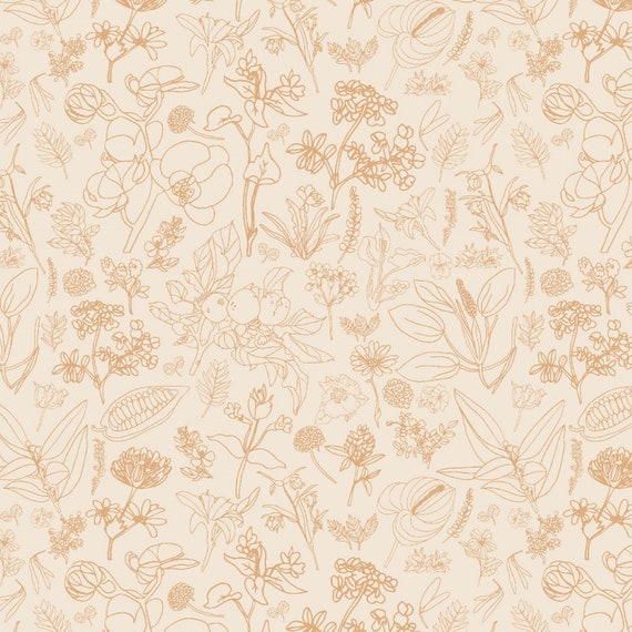 Au Naturel - Field of Flowers - Floral  - Tonal - Neutral - P & B Textiles - 100% Cotton Quilting Fabric