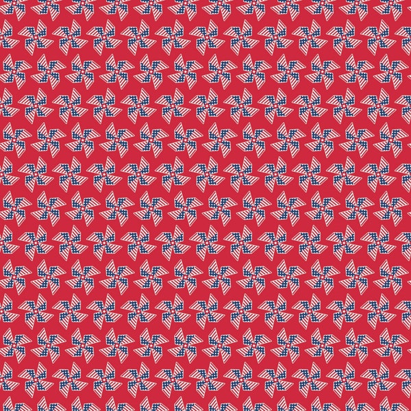 Patriotic Pinwheels, LAND Of LIBERTY, My Minds Eye, Riley Blake, 100% Cotton Quilting Fabric, # C10565-RED