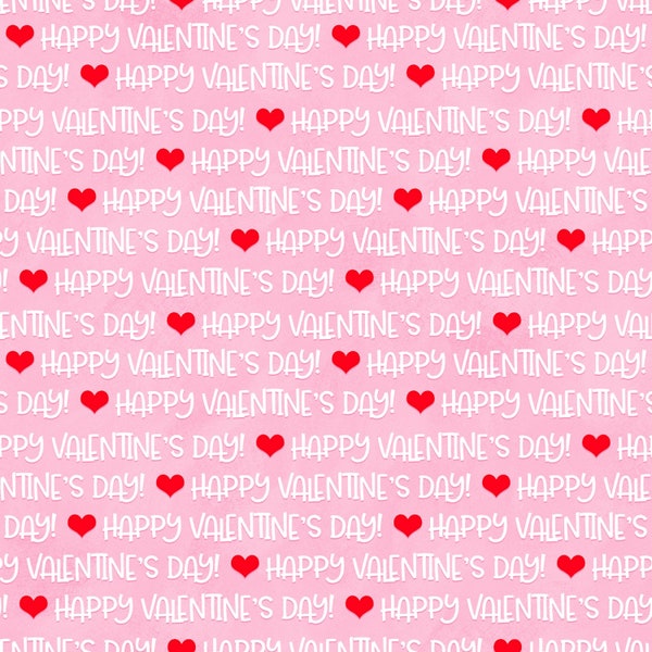 Gnomie Love, PINK WORDS, Hugs Kisses XO, Valentines Fabric By Shelly Comiskey, Henry Glass, 100% Cotton, 9784-22