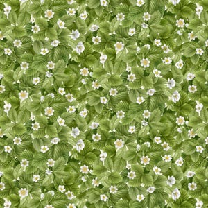 Berry Sweet, Packed Strawberry Leaves, Green, Timeless Treasures, 100% Cotton Quilting Fabric