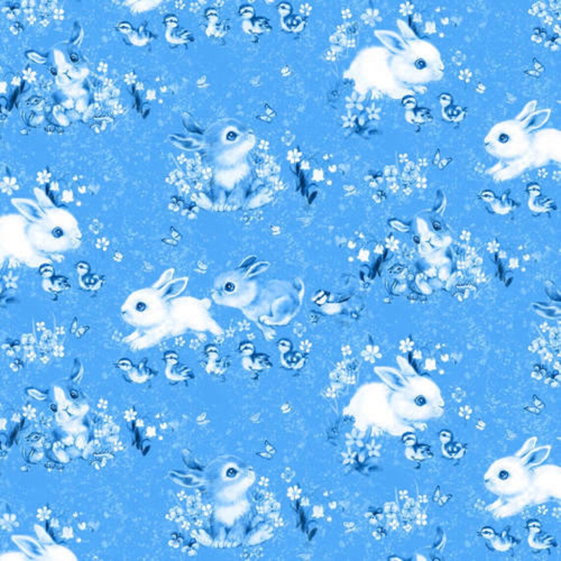 Blue BUNNY TOILE De JOUY From Studio E Bunny Meadows 100 Etsy
