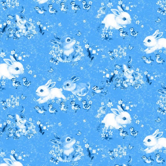Blue Bunny Toile Bubble
