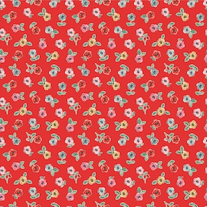 Home Sweet Home, Cheery Florals, Red, by Elea Lutz, Poppie Cotton, 100% Cotton Quilting Fabric