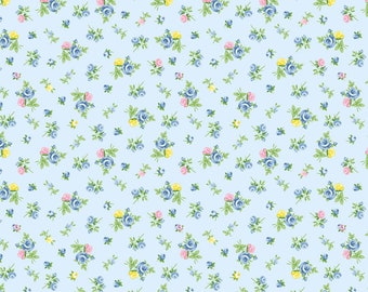 Cottage Charm, Blue Tossed Tiny Rose, Timeless Treasures, 100% Cotton Quilting Fabric