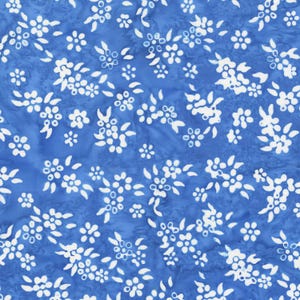 Batik, Midnight Moon, Powder Blue Petals, Floral, By Jacqueline De Jonge, Anthology Fabrics, 100% Cotton Quilting Fabric