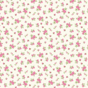 Cottage Charm, Cream Tossed Tiny Rose, Pink Roses, Timeless Treasures, 100% Cotton Quilting Fabric