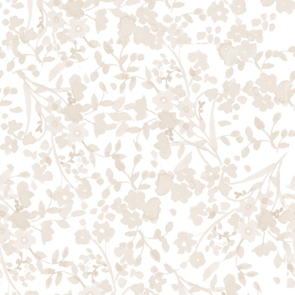 My Happy Place Taupe Tonal Floral - Clothworks 100% Cotton Fabric Y3622-55