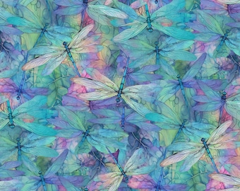 Dragonfly Illusion, Dream Packed Dragonflies, Pastel, Timeless Treasures, 100% Cotton Quilting Fabric