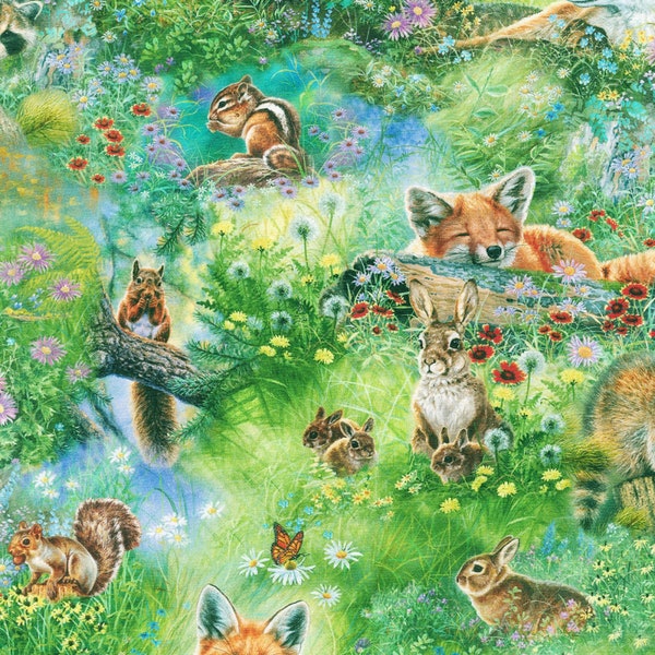 FOREST ANIMALS, by Abraham Hunter, Robert Kaufman, 100% Cotton Fabric