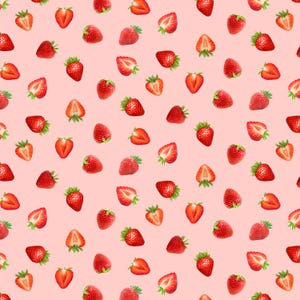 Berry Sweet, Tossed Strawberries, Strawberry, Pink, Timeless Treasures, 100% Cotton Quilting Fabric