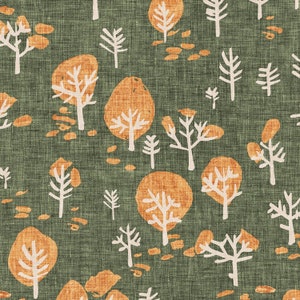 Autumnity, Tree Fabric, Dark Olive Green, Autumn Fall, Clothworks, 100% Cotton Quilting Fabric