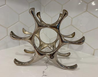 Godinger Michael Noll Style Silver Plated Wine Rack MCM Metal Vintage
