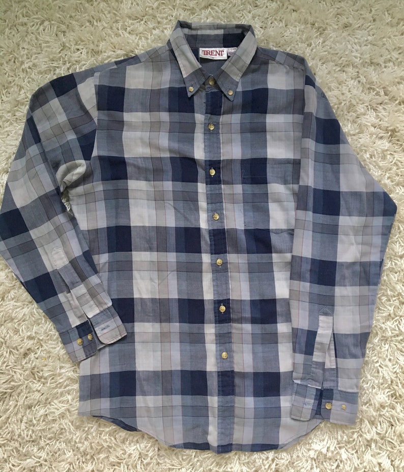 Vintage Super Soft and Thin Trent Plaid shirt Size Medium