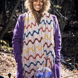 Wanderlust Wrap Pattern | Lace, Stripes, Fringe | Worsted Yarn | Pattern PDF