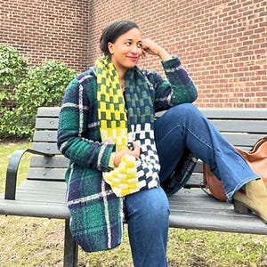 Checkered Scarf | Knitting Pattern For Beginners | Worsted Yarn | PDF Pattern Only