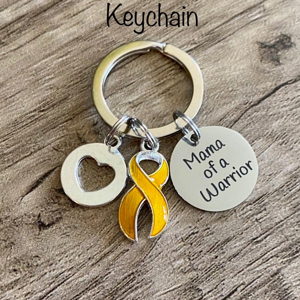 Mama of a Warrior Childhood Cancer Awareness Keychain