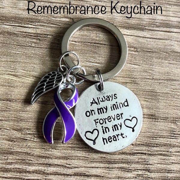 Pancreatic Cancer /Hodgkin’s Lymphoma Remembrance Keychain