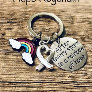 After every storm is a rainbow of hope keychain