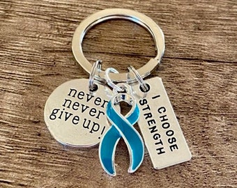 Ovarian Cancer Strength Keychain