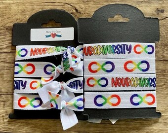 Wrist Bands- Bracelets- Hair ties rainbow infinty rainbow letters Wrist Bands- great to show support Cinch Free 10 Neurodiversity Awareness Can be used as hair tie 