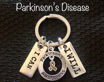 Parkinson’s Disease Awareness I can I will Keychain