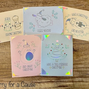Christmas Pun Handmade Greeting Card Pack of 5