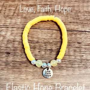 Yellow Inspirational Quote, Love, Faith, Hope-Elastic Hope Bracelet