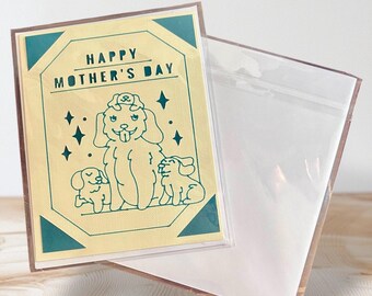 Handgemaakte wenskaart hond moeder Moederdag