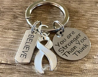 Lung Cancer Awareness Believe Keychain