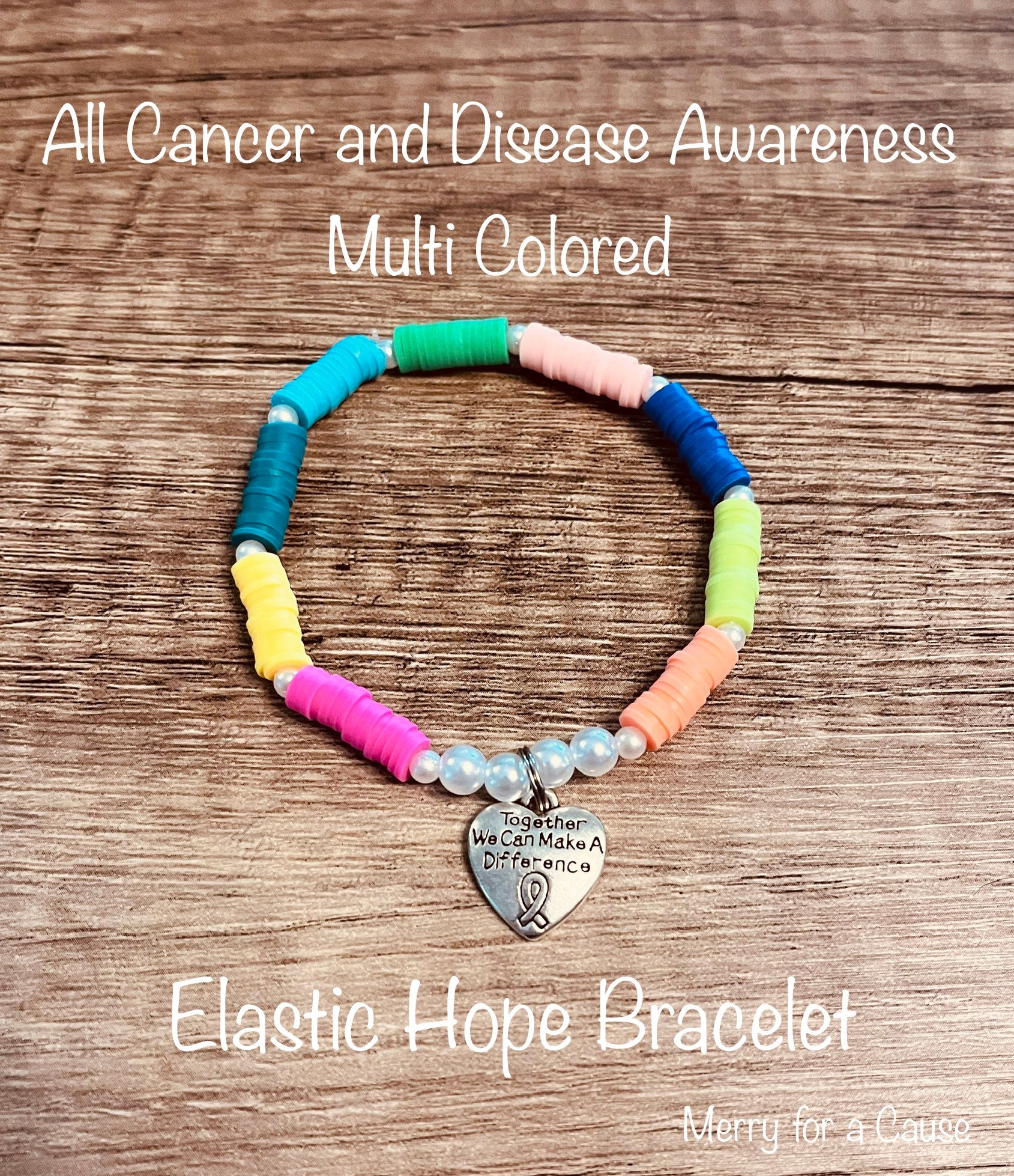 All Cancer and Disease Awareness Multi Colored Elastic Hope Bracelet