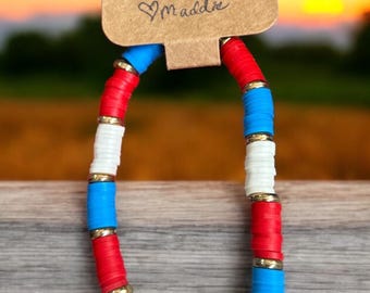 USA Red white and blue Elastic Hope Bracelet