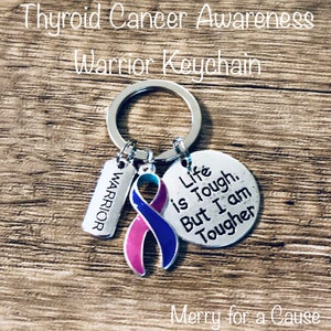 Thyroid Cancer Awareness Warrior Keychain