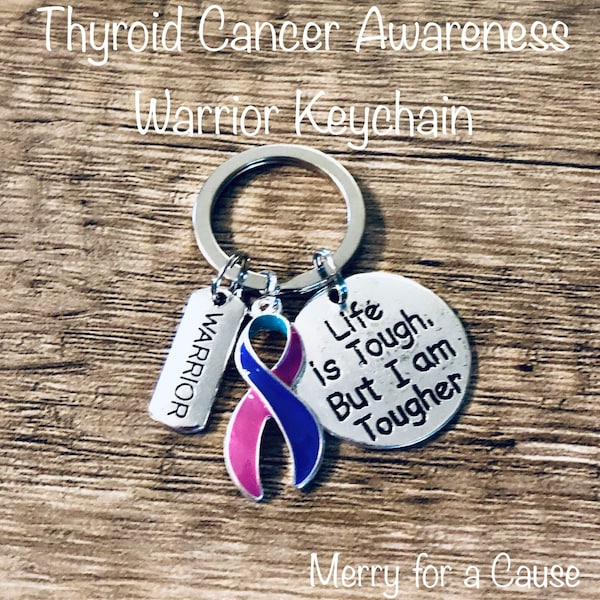 Thyroid Cancer Awareness Warrior Keychain