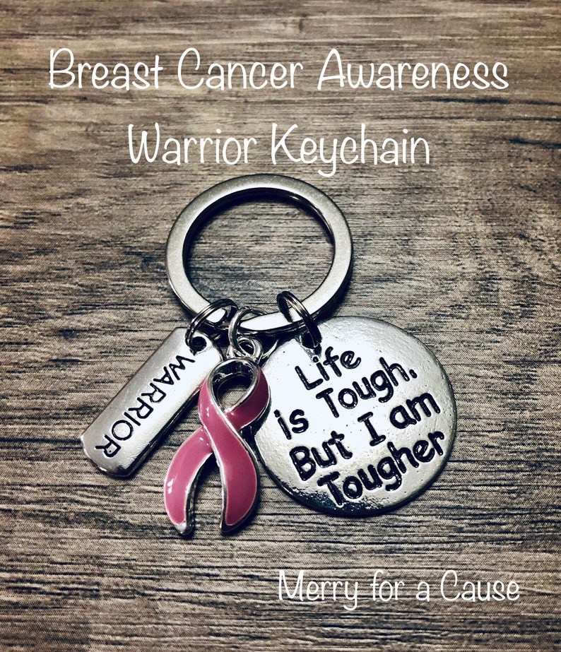 Breast Cancer Awareness Warrior Keychain afbeelding 1