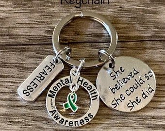 Mental Health Awareness Fearless Keychain