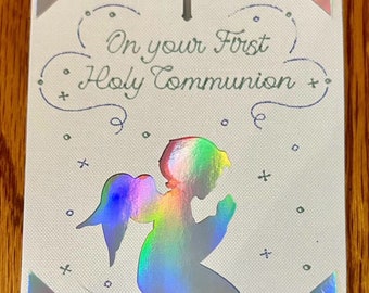 First Holy Communion Praying Child Handmade Greeting Card