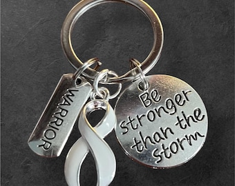 Lung cancer awareness warrior keychain