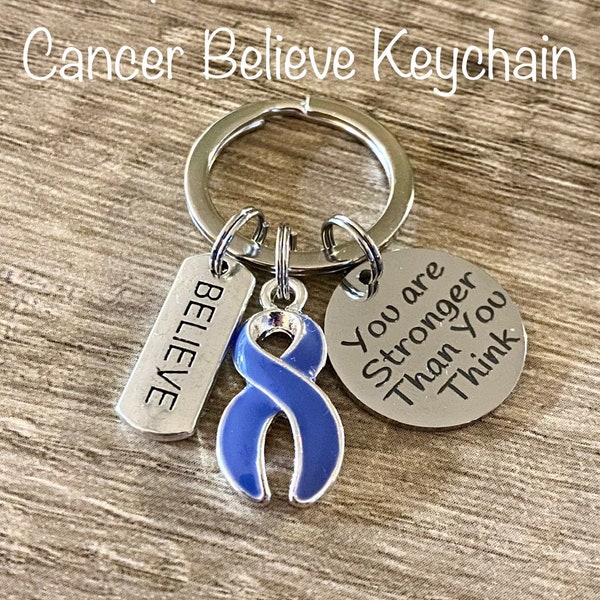 Esophageal / Stomach Cancer Awareness Believe Keychain