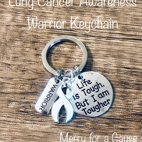 Lung cancer awareness warrior keychain