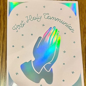 Primera Comunión Manos Orando Tarjeta de Felicitación Hecha a Mano