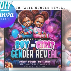 EDITABLE CHUCKY Doll-gender Reveal - Etsy