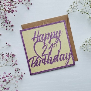 Carte d'anniversaire Cricut de luxe fabriquée à la main pour le 21e anniversaire