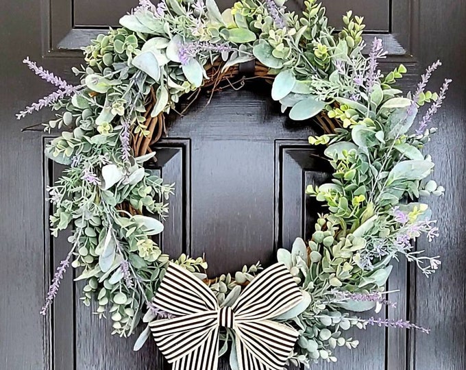 Easter Wreath Front Door Wreath Farmhouse Wreath Farmhouse Lavender Wreath Lavender Wreath Spring Wreath Summer Wreath