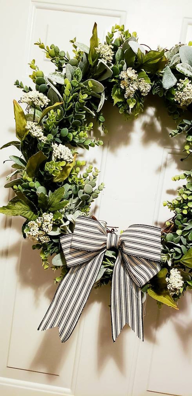 Entryway Wreath Farmhouse Summer Wreath Lambs Ear Wreath Eucalyptus Wreath Year Round Wreath Front Door Wreath BEST SELLER