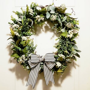 BEST SELLER - Farmhouse Summer Wreath - Front Door Wreath - Entryway Wreath - Eucalyptus Wreath - Lambs Ear Wreath - Year Round Wreath