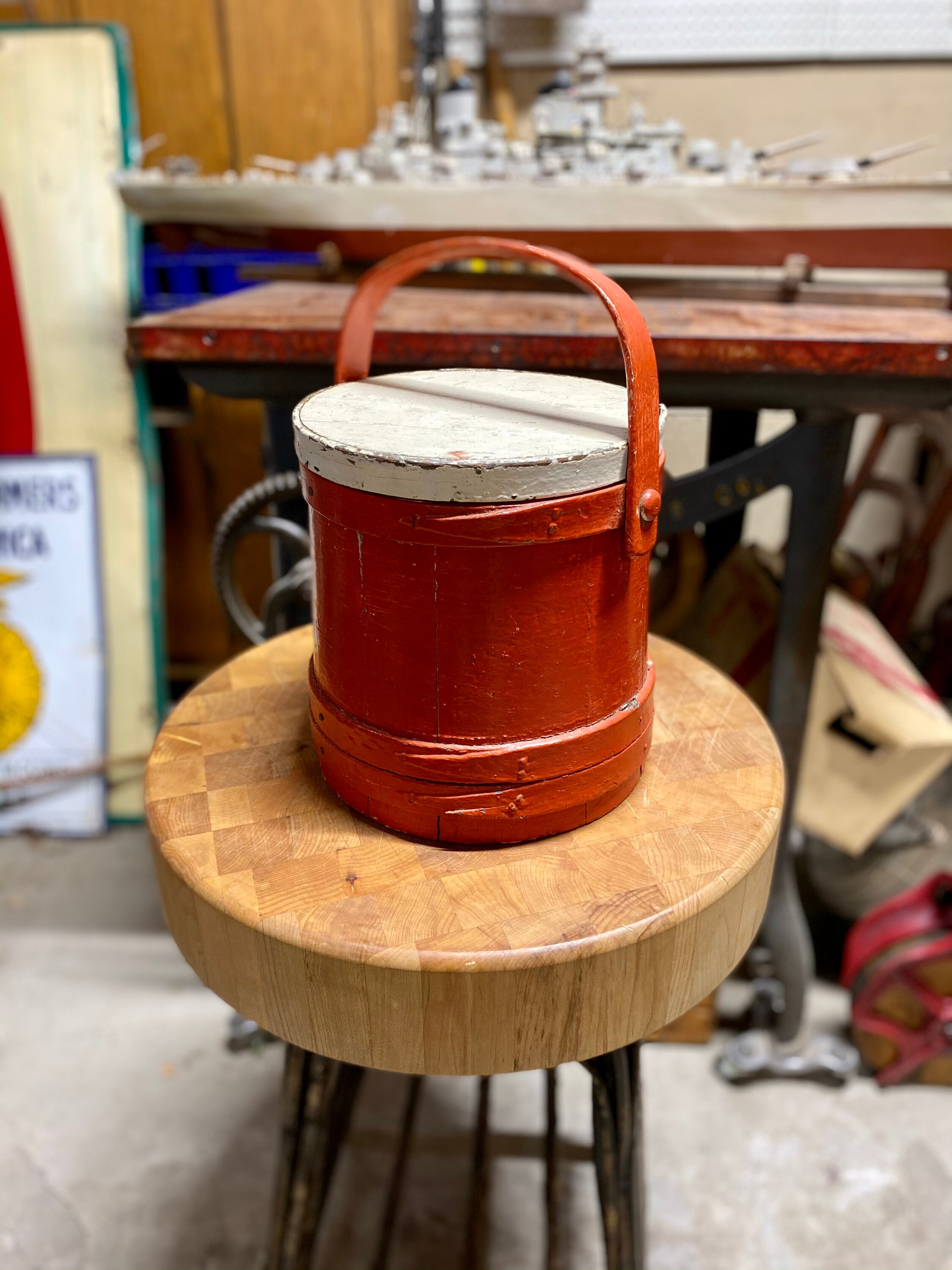 Antique Red firkin bucket Etsy
