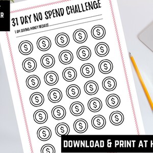 No Spend Challenge Printable - Dollar Icon