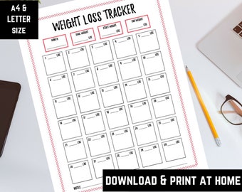 Monthly Weight Loss Tracker, Weight Loss Goals, Weight Loss Challenge, Weight Loss Printable